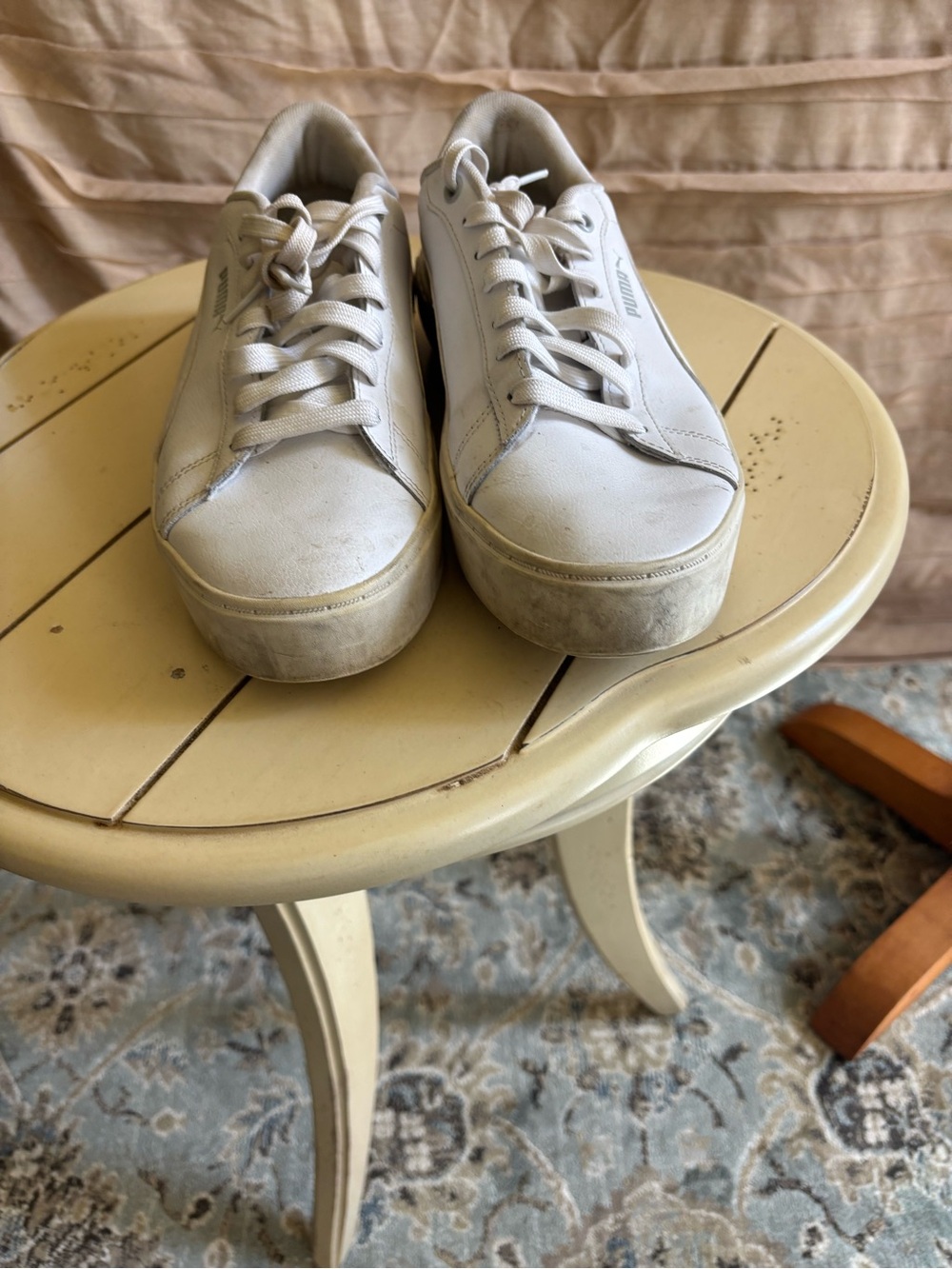 Puma Men's Cream/White Low-Top Sneakers - Picture 2 of 5